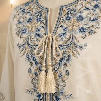 Azure Pearl – Luxury Embroidered 2-Piece Cotton Suit | ELNAZ Lifestyle